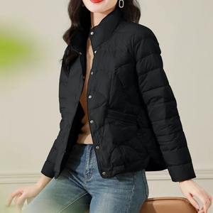 Veste bouffante courte légère pour femmes taille XL manteau décontracté à la mode avec col montant mince imprimé confortable Parka tissu tricoté - Product Image 6