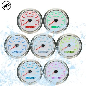 Mới 85mm DIESEL phía ngoài <span class=keywords><strong>tachometer</strong></span> Rev truy cập hourmeter đèn nền 12V 24V Xe Tải xe thuyền tàu (trắng & bạc 0-8000rpm) - Product Image 2