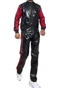 Trending Fashion Glossy Chándal para hombres Venta al por mayor Slim Fit Men's Two Piece Zipper Colored & Sweatpants Street Wear Chándal - Product Image 4