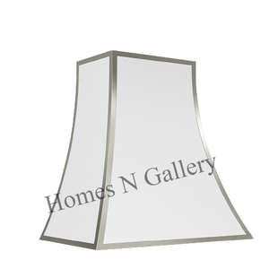 Hotte murale en acier inoxydable avec finition blanche personnalisée et bande en laiton pour foyer, idéale pour la maison et l'hôtellerie - Product Image 5