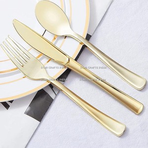 Vente en gros de couverts de restaurant en acier inoxydable 18/10 de haute qualité plaqué or pour mariage - Product Image 4