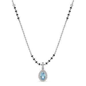 Compre un Mangalsutra de Plata Pura con Baño de Oro, Cadena de Perlas y Diamantes, Estilo Étnico Religioso, Regalo Perfecto para su Esposa - Product Image 1