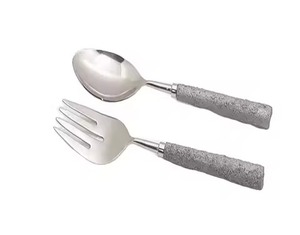 ช้อนเสิร์ฟทำจากโลหะทำจากสแตนเลสสตีลสำหรับใช้ในครัวเรือนสลัดเสิร์ฟอาหารพร้อมที่จับทำจากเรซิน - Product Image 4