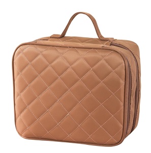 <b>Women's</b> Fashion Double Layer Leather Makeup <b>Bag</b> Sturdy and Durable with Zipper Closure Best Price Cosmetic for <b>Toiletry</b> <b>Bag</b> - Product Image 1
