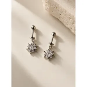 ต่างหูแบบห้อยรูปเกล็ดหิมะ โลหะผสม - Product Image 3