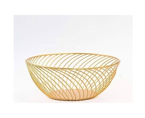 Panier de rangement en fer le plus vendu panier de fruits au design attrayant fini or panier d'ustensiles de cuisine décoratif de table pour la maison - Product Image 1