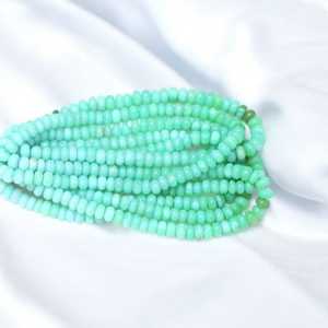 Perles de rondelle lisses d'opale de bonbon vert péruvien 7mm à 10mm brin de pierres précieuses en vrac pour la fabrication de bijoux en vrac approvisionnement en gros Inde - Product Image 2