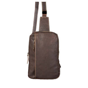 Bolso bandolera de cuero genuino marrón para hombre, bolso deportivo cruzado con logotipo personalizado, riñonera Vertical para senderismo, riñonera de viaje para hombre - Product Image 1