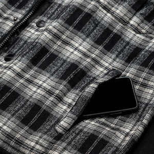 Personnalisez la chemise unie en flanelle de moto de haute qualité Chemise slim à manches longues pour hommes utilisée en été Fabriqué par la France - Product Image 6