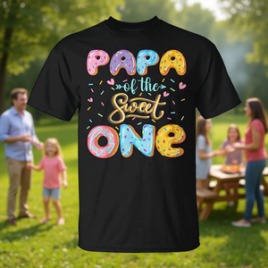 T-shirt Papa Of The Sweet One a maniche corte con stampa digitale per riunioni di famiglia, feste, adulti, uomini - Product Image 3