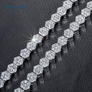Offre Spéciale 14K plaqué or 925 plaqué argent 8mm Moissanite diamant hexagone chaîne de tennis pour hommes - Product Image 5