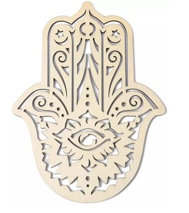 Hamsa-arte de pared de Metal para decoración del hogar, escultura de metal cortada con láser, con diseños de lujo, placa de metal de latón - Product Image 6