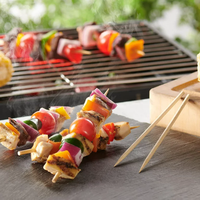 Brochettes de bambou-Outils de barbecue en bambou-Bâtons de bambou Barbecue-Brochette de bambou ronde/plate/nouée pour fruits, barbecue