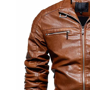 Logotipo personalizado Su propio diseño Abrigos de cuero para hombres al aire libre con chaqueta de invierno Chaquetas de moda para hombres - Product Image 4