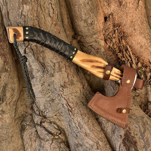 Tomahawk Viking artisanal en acier à haute teneur en carbone, manche en acier de qualité industrielle, fourreau en cuir, 1,5 kg, camping, usage quotidien en plein air - Product Image 4