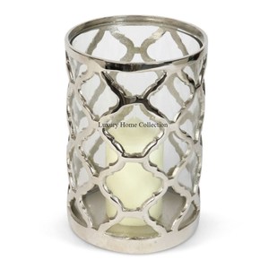 Bougeoir décoratif en métal de style simple support coulé en aluminium de couleur argent pour bâton de bougie de cire et approvisionnement en foudre votive - Product Image 1