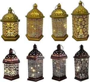 Ramadan spécial rustique métal LED vent lampe pendentif budget-amical décoration de la maison avec bougeoir lanterne - Product Image 6