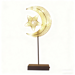Pafu luna stella Ramadan lampada da scrivania luci di natale <span class=keywords><strong>notte</strong></span> gabbia di metallo LED stella <span class=keywords><strong>amore</strong></span> albero LED lampade da tavolo luna stella - Product Image 2