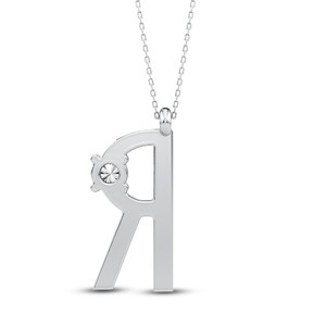 Elegante Colgante Solitario con Letra Mayúscula, Diamante Cultivado en Laboratorio VVS VS EF, Plata de Ley 925 con Acabado en Oro, Personalizado - Product Image 3