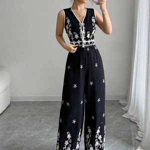 ชุดสตรีทแฟชั่น2ชิ้นสำหรับผู้หญิงผ้าคอตตอนผ้าคอตตอนปักลาย/พิมพ์โลโก้ทรงสั้นสีทึบออกแบบได้ตามต้องการ - Product Image 1