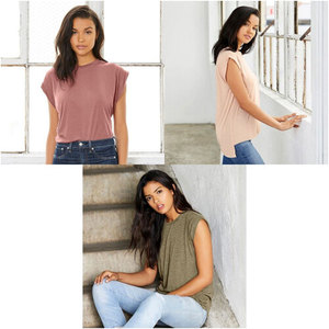 Bella <b>Women's</b> Flowy Muscle Tee with <b>Rolled</b> Cuff <b>Womens</b> Flowy Muscle S-XL T-Shirt - Product Image 6