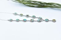Hecho a mano número 8 turquesa plata esterlina racimo collar ajustable 18 pulgadas cadena declaración joyería regalo