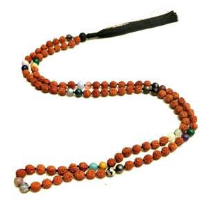 ลูกปัดรูดราคชาคุณภาพสูงจาก Rudra Gems ทำจากหินธรรมชาติ 9 เม็ด 108 เม็ด ถักด้วยมือ สร้อยคอแบบมala  งานฝีมือจากผู้อื่น - Product Image 5