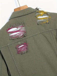 เสื้อแจ็กเก็ตผ้ายีนส์สีล้วนมีกระดุมปกคอพับตั้งหลายกระเป๋าลำลองแขนยาวสำหรับฤดูหนาว2025ใหม่ - Product Image 5