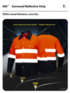 Combinaisons de sécurité en polyester respirant ignifuge Haute visibilité Combinaisons de travail de poids moyen - Product Image 3