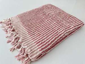 Stripe Printed Organic 100% Turkish Handloomed Cotton Peshtemal <b>Hammam</b> Bath <b>Towel</b> 90x180cm 900gr Multi-purpose - Product Image 3