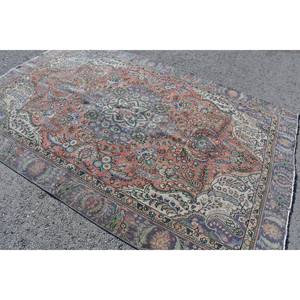 <b>Large</b> Area Turkish <b>Rug</b> Classic Orange Purple 5.9 X 8.9 ft Wool Latex Backing Abstract Pattern Rectangle Shape for <b>Living</b> <b>Rug</b> - Product Image 2