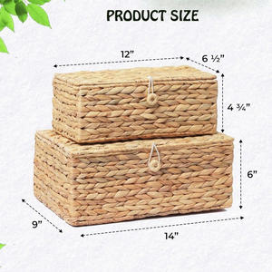 <b>Set</b> of 2 decorative <b>box</b> made in Vietnam with water hyacinth material wholesale price - Product Image 5