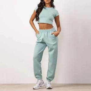 Conjunto largo de 2 piezas de gran tamaño para mujer, chándal de algodón 100% de invierno sólido, Jersey holgado, conjuntos de ropa deportiva para gimnasio - Product Image 4