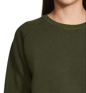 Bajo MOQ OEM Manga larga Bajo MOQ OEM Top de manga larga Algodón orgánico Crop Crewneck Plain Top Mujeres Sudaderas - Product Image 2