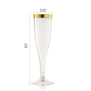 Verres à flûtes à <span class=keywords><strong>champagne</strong></span> en plastique à paillettes dorées jetables bon marché - Product Image 3