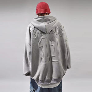 Hoodie court de luxe 450 g/m² en coton épais gaufré 3D, double couche, avec motifs graphiques, vente en gros, conception personnalisée - Product Image 3