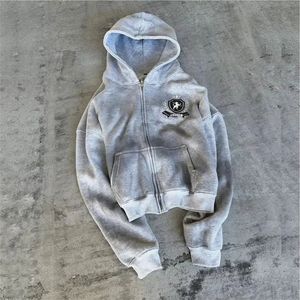 Sweat à capuche Streetwear personnalisé OEM en polaire avec poches dégradées et délavées à l'acide avec double fermeture à glissière et soleil vintage pour l'hiver - Product Image 4