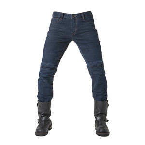 Vaqueros de moto ajustados azul oscuro, totalmente forrados con Kevlar resistente y armadura extraíble con certificación CE. - Product Image 4