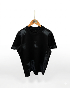 T-shirt décontracté respirant à manches courtes et col rond pour homme, grande taille, en coton uni 300 grammes, anti-boulochage, satiné, anti-plis - Product Image 1