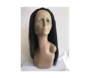 Wig rambut manusia lurus renda penuh 18 inci kualitas terbaik 100% bahan Swiss renda transparan tidak diproses kutikula