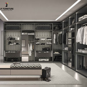 Armoire de chambre à coucher modulaire en bois avec porte coulissante multifonctionnelle de style européen moderne haut de gamme personnalisée JY Project, miroir, maison, hôtel - Product Image 6