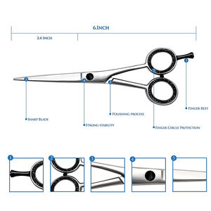 Adjustable Finger Rest Barber <b>Hair</b> <b>Scissors</b> Stainless Steel Beauty Salon <b>Scissor</b> with Sharp Blade - Product Image 2