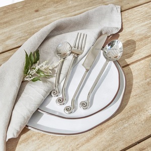 Juego de cubiertos de plata y metal superventas con mango en espiral giratorio para el hogar y la boda, juegos de cubiertos de mesa - Product Image 6