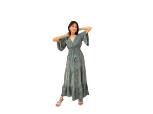 Vestido Estilo Vintage Boho, Línea A, Tejido de Seda Estampada, Ecológico, Casual para Primavera Verano, Dulce, Hasta la Rodilla, para Playa, Otoño, Bonito - Product Image 6