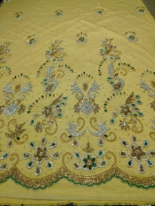 Accessoires vestimentaires de style décontracté africain Robe George en soie brodée de dentelle à sequins avec cravate inspirée du Nigeria - Product Image 4