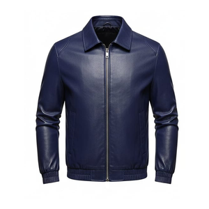 Veste bomber unisexe en cuir véritable vert olive, col rabattu, peau de vache lisse, devant en toile, finition vieillie personnalisée, décontractée - Product Image 4