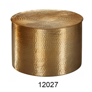 Mesa auxiliar de diseño martillado Chapado en plata para decoración Mesa de tambor de hoja de aluminio con niquelado - Product Image 2