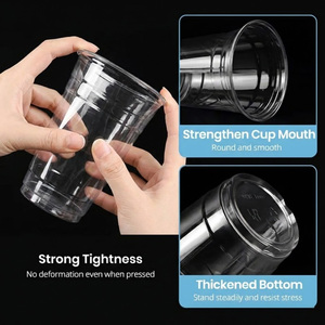 Gobelets en plastique transparent PET de 16 oz avec couvercles à bec verseur sans paille, personnalisables avec logo Cundao - Product Image 5