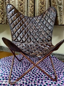 Silla de cuero de mariposa plegable con Cubierta acolchada, silla de ocio de estilo rústico para interiores y exteriores, más relajante para uso en dormitorio - Product Image 5