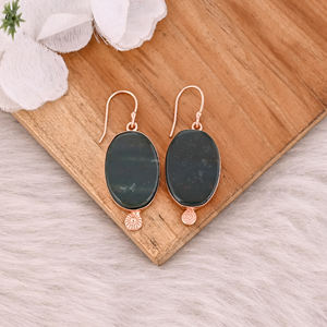 Sang Agate pierres précieuses à la main Designer boucles d'oreilles or Rose laiton Dangler mode boucle d'oreille bijoux pour femmes cadeau bijoux - Product Image 5